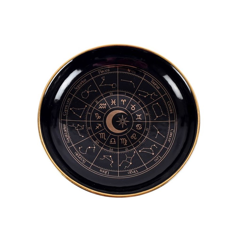 Black Ceramic Astrology Wheel Trinket Dish