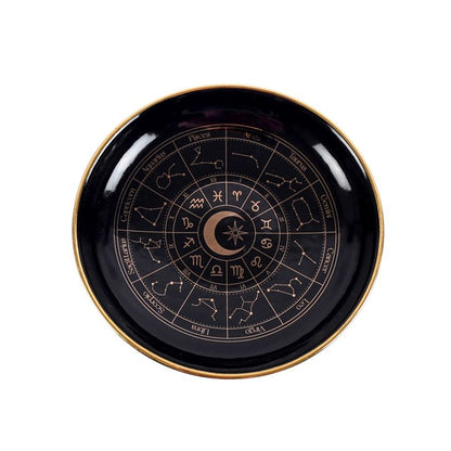 Black Ceramic Astrology Wheel Trinket Dish