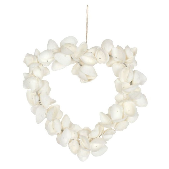 White Clamshell Hanging Heart Decoration - 23cm