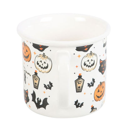 Spooky Cat and Pumpkin Print Mug - 480ml