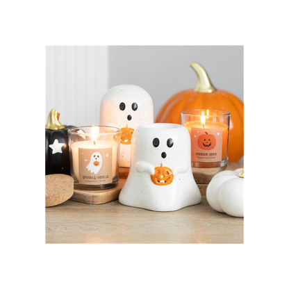 Ghost Shaped Oil Burner with Pumpkin - 11cm