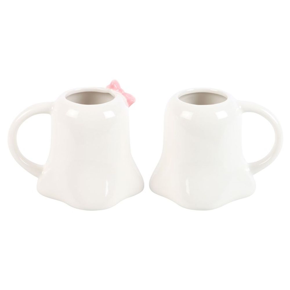 Mr and Mrs Boo Ghost Shaped Mug Set - 440ML Each