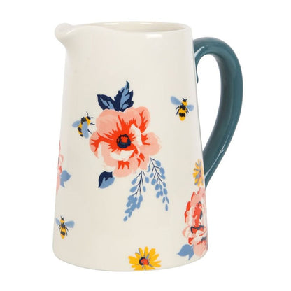 Beautiful Floral Ceramic Flower Jug - 17cm