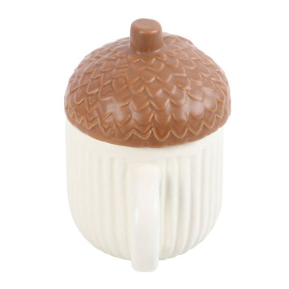Ceramic Autumn Acorn Shaped Mug W/ Lid