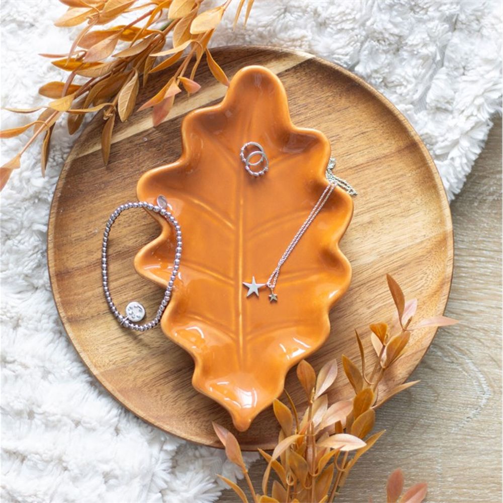 Ceramic Orange Autumn Leaf Dish