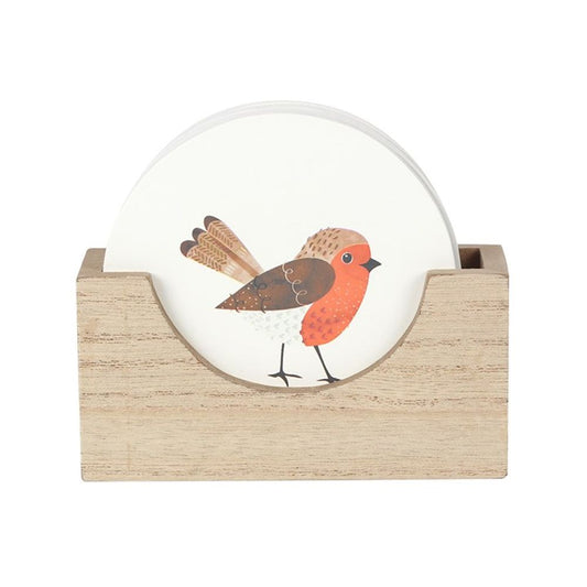 Winter Robin Coaster Set - Set Of 4