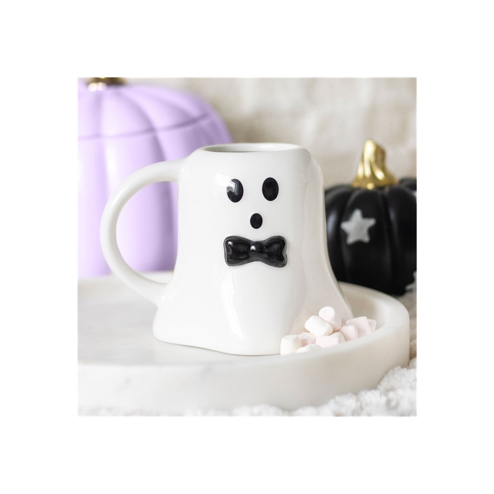 Mr Boo Ghost Shaped Mug with Bow Tie - 440ML