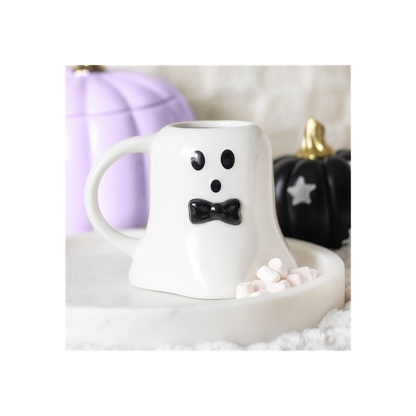 Mr Boo Ghost Shaped Mug with Bow Tie - 440ML