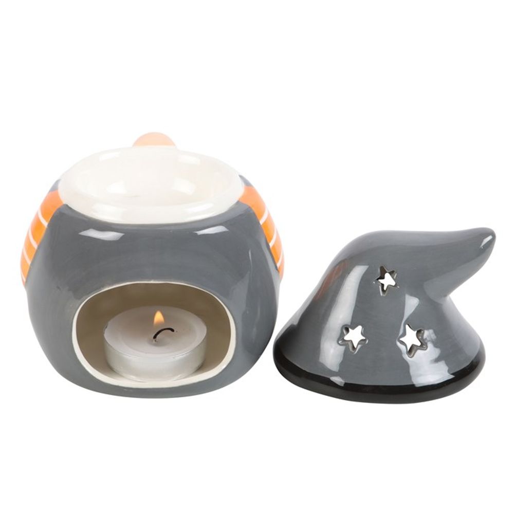 Grey Ceramic Gonk Oil Burner / Tealight Holder W/ Pumpkin