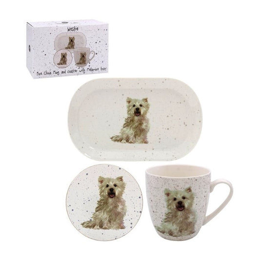 Westie Mug, Coaster and Tray Set