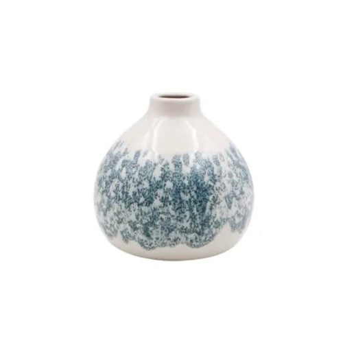 Ceramic Pottery Blue and White Aqua Posy Vase - 13cm