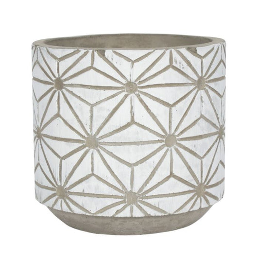 White Geometric Terracotta Planter 11cm