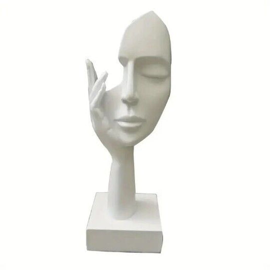 White Female Thinker Ornament/Resin Jewellery Stand 17cm