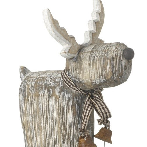 Rustic Wooden Reindeer Ornament - 17cm