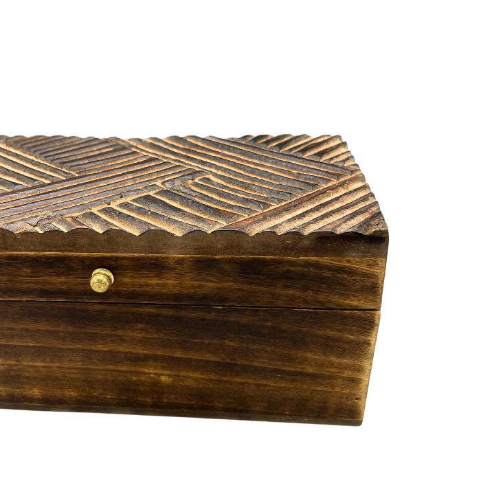 Wooden Antique Stripe Multi Purpose Storage Box 22cm