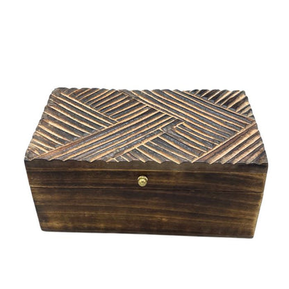 Wooden Antique Stripe Multi Purpose Storage Box 22cm