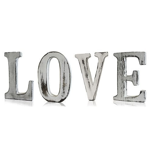 Large White Distressed LOVE Letters Ornament 15cm