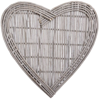 Wooden Wicker Hanging Wall Heart - 70cm