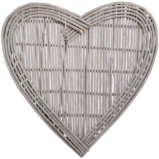 Wooden Wicker Hanging Wall Heart - 70cm