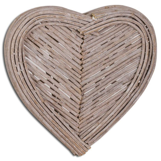 Wooden Wicker Hanging Wall Heart - 40cm